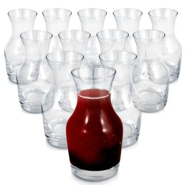 Imagem de Conjunto de 12 mini garrafas de vinho de vidro, 170 g cada, perfeita para degustação, champanhe, suco ou doses individuais - Decantador de porção única