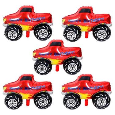 Imagem de HORUIUS Monster Truck Balloons Jumbo Happy Birthday Truck Shaped Aluminum Foil Mylar Balloons for Monster Truck Themed Party Birthday Baby Shower Decoration Supplies 5PCS