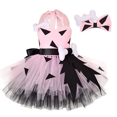 Imagem de IWEMEK Fantasia infantil de homem das cavernas histórica da idade da pedra caverna roupa de aniversário para bebês meninas meninos cosplay cosplay, Osso rosa, 9-10 Anos