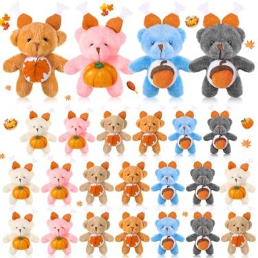 Imagem de Blueweenly 24 Pcs Thanksgiving Mini Plush Bears Bulk Fall Tiny Plush Stuffed Animals with Pumpkin Small Autumn Bear Doll Keychain for Thanksgiving Party Favors Dercation Goodie Bag Filler Prizes Gifts
