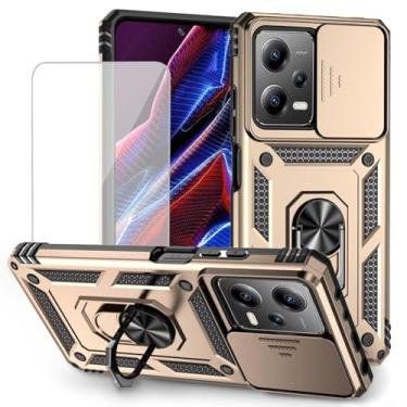 Imagem de Yodueiv Capa para Redmi Note 12 Pro, Poco X5 Pro 22101320G com protetor de tela de vidro temperado e capa de câmera deslizante, anel magnético para suporte de carro para Xiaomi Redmi Note 12 Pro 5G