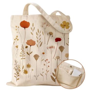 Imagem de Miss Adola Sacola estética de semente de algodão para meninas - com fivela magnética e bolso interno para mulheres, bolsa feminina de algodão, Flor vermelha, One Size