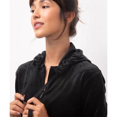 Imagem de Jaqueta Feminina Basica Em Plush Com Capuz e Bolso Frontal - Mileysol,