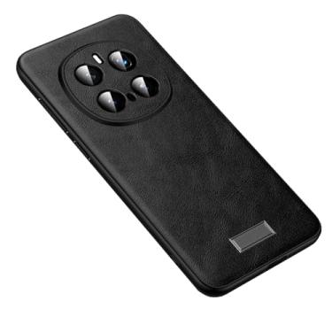 Imagem de HAO RIYLN Capa de couro para Honor Magic7/Magic7Pro, capa de telefone comercial leve de luxo com proteção de câmera, capa ultrafina antiarranhões, preta, Magic7Pro