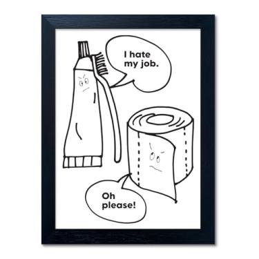 Imagem de Decoração de parede de banheiro preto e branco citação engraçada arte de parede emoldurada linda placa de banheiro impressão em tela imagens de banheiro para parede