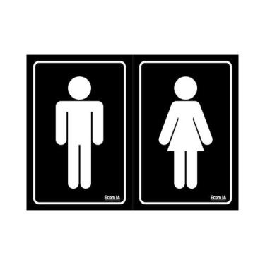 Imagem de Placa De Sinalização Banheiro Masculino / Feminino 20x15 Ecom IA - A-4
