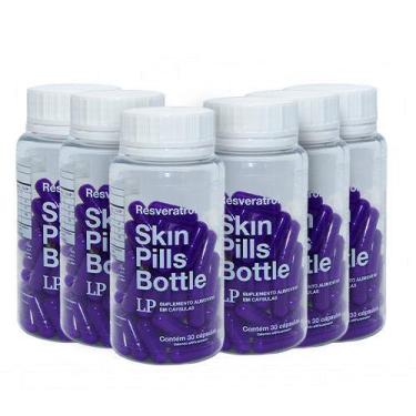 Imagem de Kit 6 Potes Resveratrol Skin Pills Bottle Anti-idade Combate Envelheci
