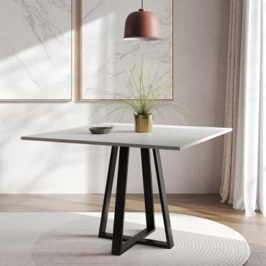 Imagem de Mesa de Jantar Mônaco 110cm Tampo Branco Pés Preto - ASTURIAS, BRANCO