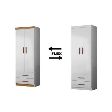 Imagem de Módulo Roupeiro Ônix 2 Portas 3 Gavetas e Cabideiro Flex Nature Branco