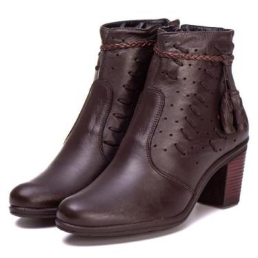 Imagem de Bota Feminina Coturno Saltinho 6803 de Couro Legítimo Pettinari Passei