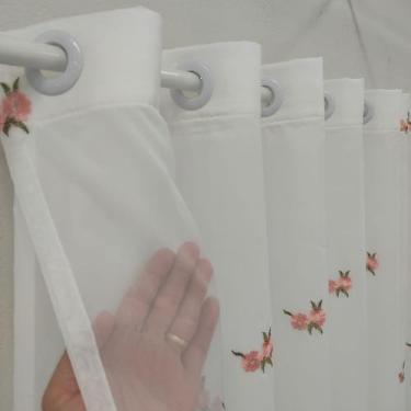 Imagem de Cortina Para Copa Bordada Voal Alto Padrão De Cozinha 2,50x1,20 - Salv