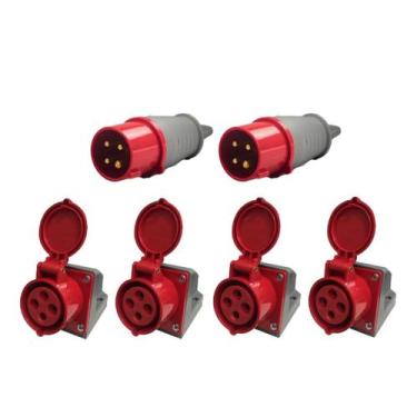 Imagem de 2 Plug Industrial + 4 Tomada Sobrepor Ind. 32a 3p+t 380v 6h - Soprano