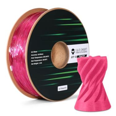 Imagem de SainSmart Filamento TPU 1,75 mm, filamento de impressora 3D flexível rosa transparente GT-3 para impressão de alta velocidade 500 mm/s, alta fluidez, carretel de 1 kg (1 kg), precisão dimensional +/-