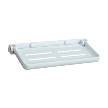 Imagem de IEUDNS Organizador do banheiro prateleira pia sabão titular com drenagem prato pano titular rack de chuveiro para porta do armário quarto doméstico, Branco