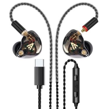 Imagem de Fones de ouvido com fio Vibes 202MC USB-C - Fones de ouvido intra-auriculares HiFi - Fones de ouvido com isolamento de ruído com microfone - Som claro, graves profundos e fones de ouvido de ajuste