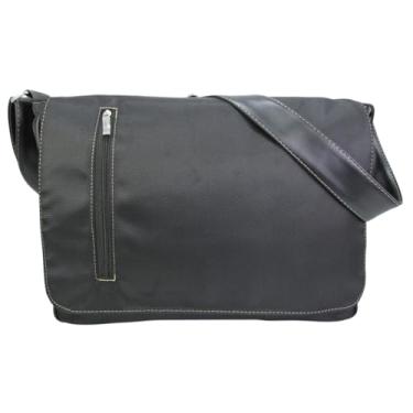 Imagem de Pasta Carteiro Bolsa Transversal Notebook Reforçada Masculina Feminina Casual Estudante Profissionais (Preto)