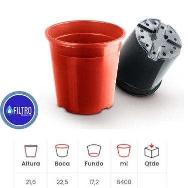 Imagem de Vaso Plástico Redondo - 6.400 ml - Cor Preto - VF vaso forte, Preto