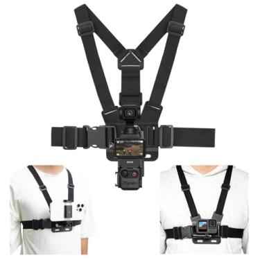 Imagem de BRDRC Suporte de bolso com 3 peitorais, alça de peitoral de vídeo Vlog sem mãos para DJI Action 5/4/3, kit de clipe de alça corporal de tiro POV para GoPro, para Insta360 X3 X4, acessórios de telefone