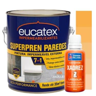 Imagem de Kit Tinta Super Pren Emborrachada Anti Mofo Branca 3,6Kg + Corante Col