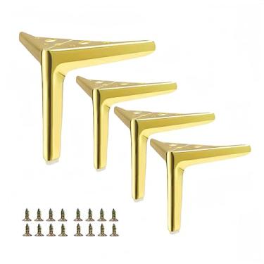 Imagem de SWTOOL Pernas de móveis de metal dourado de 12 cm, pés de móveis triangulares resistentes, faça você mesmo, pernas de substituição modernas para armário, sofá, poltrona, conjunto com 4