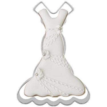 Imagem de Cortador de biscoito em forma de vestido de tamanho grande, vestido de sereia de aço inoxidável, sem mangas, cauda de peixe, vestido de princesa, cortador de biscoito, 12 cm