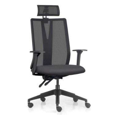 Imagem de Cadeira Escritório Giratória Presidente Flow F02 Base Preta Linho Graf