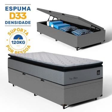 Imagem de Cama Box Baú com Colchão de Espuma D33 Pillow Top Maxx Solteiro 88cm