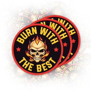 Imagem de Conjunto de 3 peças Burn with The Best Sticker Funny Burning Skull Sarcástico Hard Hat Meme Humor Adesivo Livrável Impermeável 5 cm Die Cut Vinyl para Garrafa de Água Laptop Telefone para Amigo Colega