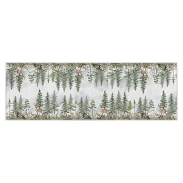 Imagem de Artoid Mode Tapete de corredor de chá de bebê, veado, coelho, floresta, verão, decoração de casa, baixo perfil, antiderrapante, lavável, para entrada, quarto, cozinha, lavanderia, interior, 6 x 1,8 m
