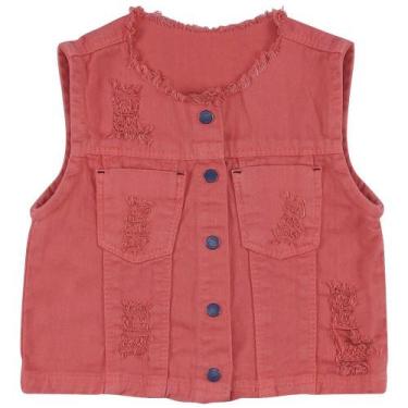 Imagem de Colete Infantil Look Jeans Sarja Collor - GOIABA - 02, 02, Pink