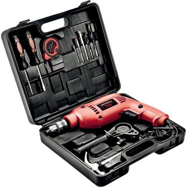 Imagem de Kit Furadeira de Impacto 650W 3/8" Mondial Oficina FFI-07M com 12 Peças e Maleta 220V