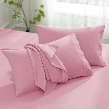 Imagem de Aormenzy Fronhas de microfibra – Conjunto Queen Size de 2 a 1800 fios ultra macias rosa empoeirado – Capas de almofada resistentes a rugas com fecho de envelope – 50,8 cm x 76,2 cm
