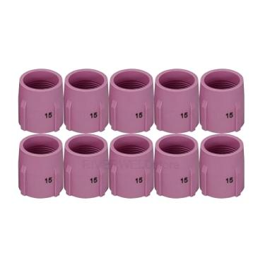 Imagem de RIVERWELD TIG Lente de gás bocal de alumina copos de cerâmica jumbo grande diâmetro 53N89 15# 15/40.6 cm 24,0 mm orifício para PTA DB SR WP 9 17 18 20 25 26 TIG tocha de soldagem pacote com 10