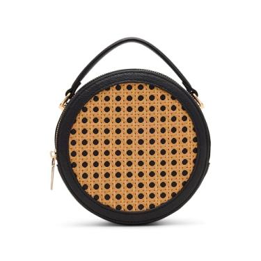 Imagem de Anne Klein Bolsa feminina caning circular, natural/preta, Preto, Small