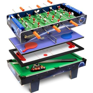 Imagem de Mini mesa de jogo 4 em 1 de 71 cm – mesa multijogos para adultos e para toda a família, mini mesa de hóquei de ar, mini mesa de pingue-pong, mesa de pebolim, mesa de bilhar - jogo de mesa