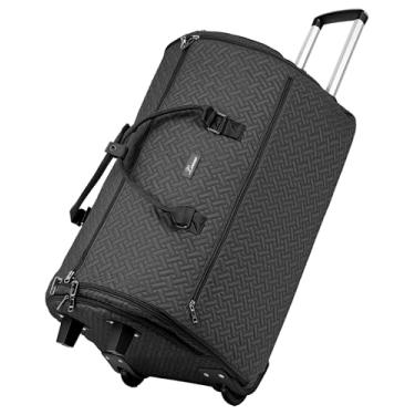Imagem de LOEUO Bolsa de mão 93L com rodas, bolsa dobrável conversível com rodinhas para viagem com compartimento de sapatos, bolsa de terno impermeável com rodas para homens e mulheres, Preto, Bolsa de roupa