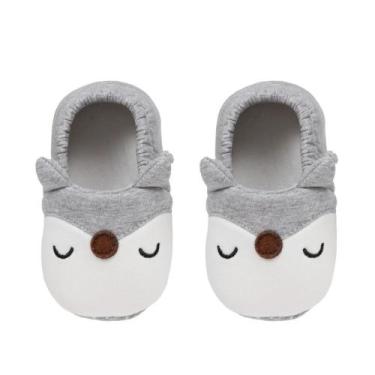 Imagem de Pantufa de Raposa Infantil Antiderrapante 9 A 12 meses Cinza 17020 - B
