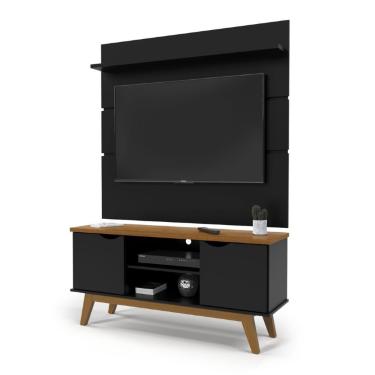 Imagem de Conjunto Rack e Painel Prism para Tv de até 46 Preto Cumaru Patrimar