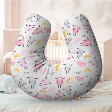 Imagem de Almofada Amamentação Travesseiro Ovelinha Rosa 100% Algodão - Neném Na