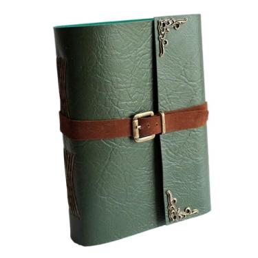 Imagem de Caderno Feito à Mão Couro Flexível A5 200 Folhas (Verde)