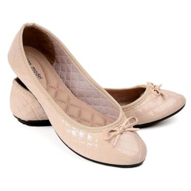 Imagem de Sapatilha feminina adulta bico redondo sola reta confort casual MX55 (NUDE VERNIZ, BR, Adulto, Numérico, 34)