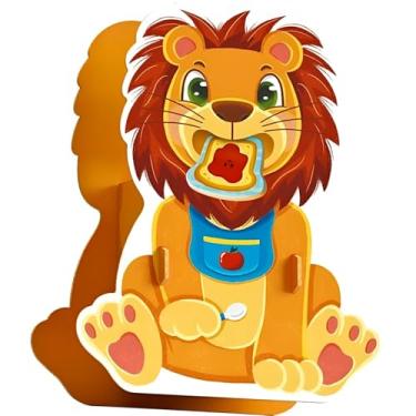 Imagem de Brinquedo Educativo Leão Guloso 3D com Carrinho de Compras, 24 Peças Encaixáveis, Jogo de Alimentação, 32x34x7cm