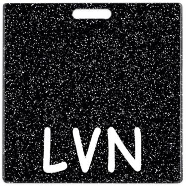 Imagem de Abamilaka Carretel de crachá LVN de acrílico preto, porta-crachá brilhante, porta-crachá Buddies, cartões horizontais de identificação, etiquetas de identificação, acessórios de enfermagem, presentes