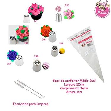 Imagem de Kit Confeiteiro Mago 07 Bicos Especiais Escovinha E Brindes