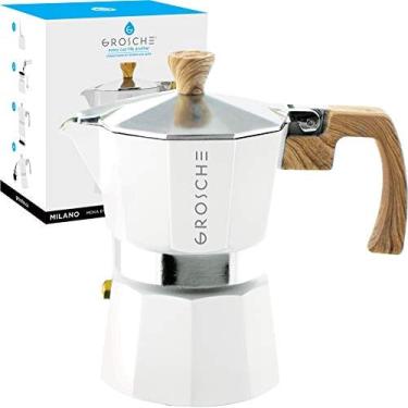 Imagem de Grosche Milano Stovetop Espresso Maker Moka pot 3 espresso Cup - 5 oz, Branco - Cuban Coffee Maker Fogão top cafeteira Moka Italiano café café express