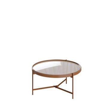 Imagem de Mesa de Centro Aqua Imcal 68011 Off White Cobre Redonda Sala 