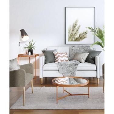 Imagem de Mesa de Centro Aqua Imcal 6808 Espelho Cobre Redonda Sala