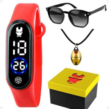 Imagem de Relogio Infantil Digital Iron Man + Caixa + Oculos acetato original me