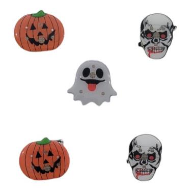 Imagem de Broche Halloween 5 peças Botton Luminoso Led Alfinete Acessório Fantas