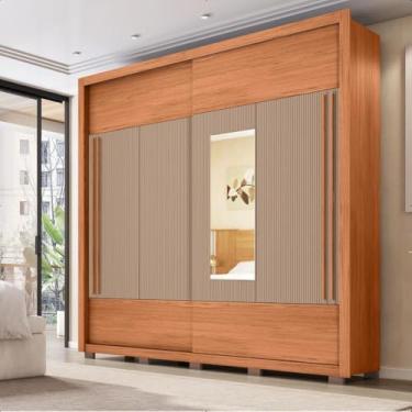Imagem de Guarda Roupa Roma 2 Portas Espelho 4 Gavetas Marrom Caemmun